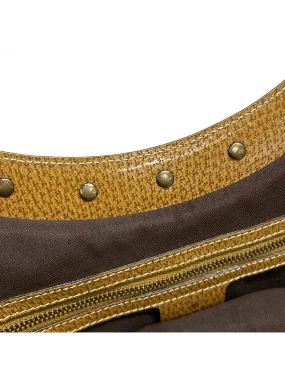 ★SOLD★ Gucci Shoulder Bag Bamboo GG Pattern Beige Brown Studs Leather - Picture 12 of 15